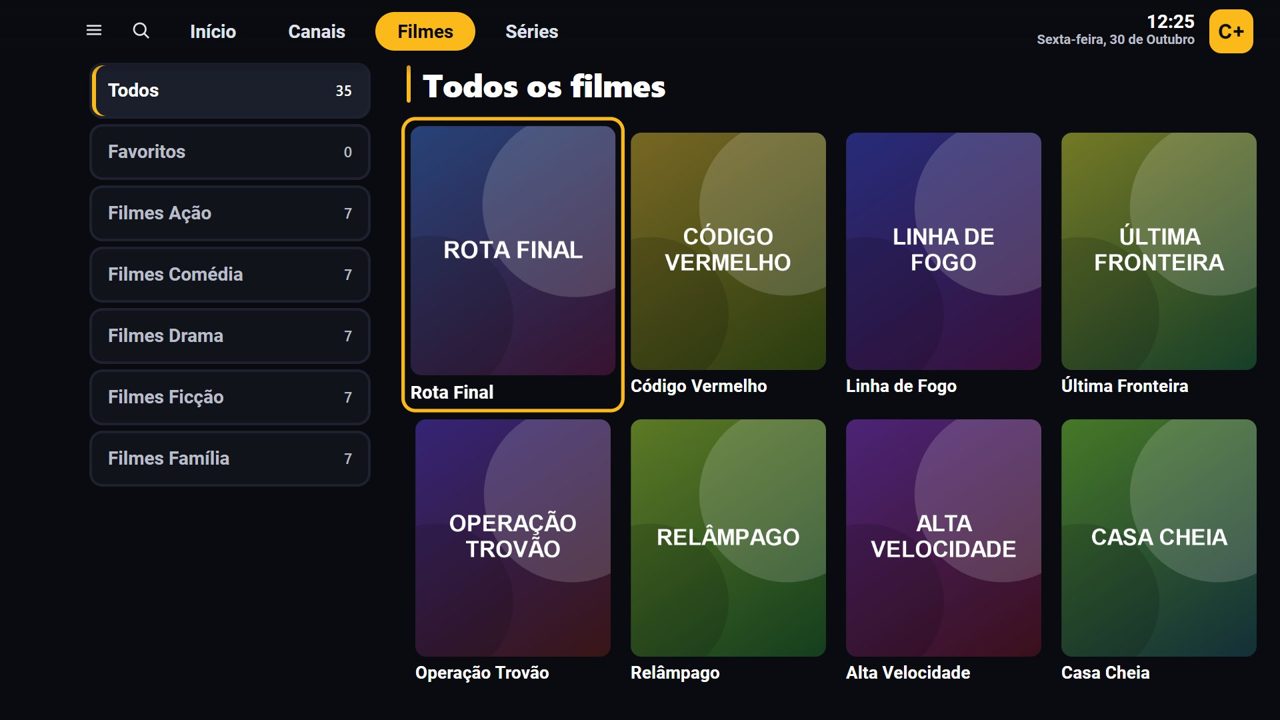 Lista de filmes por categoria