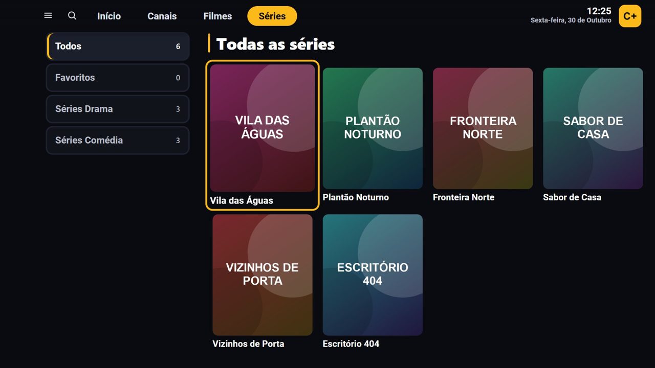Lista de séries por categoria